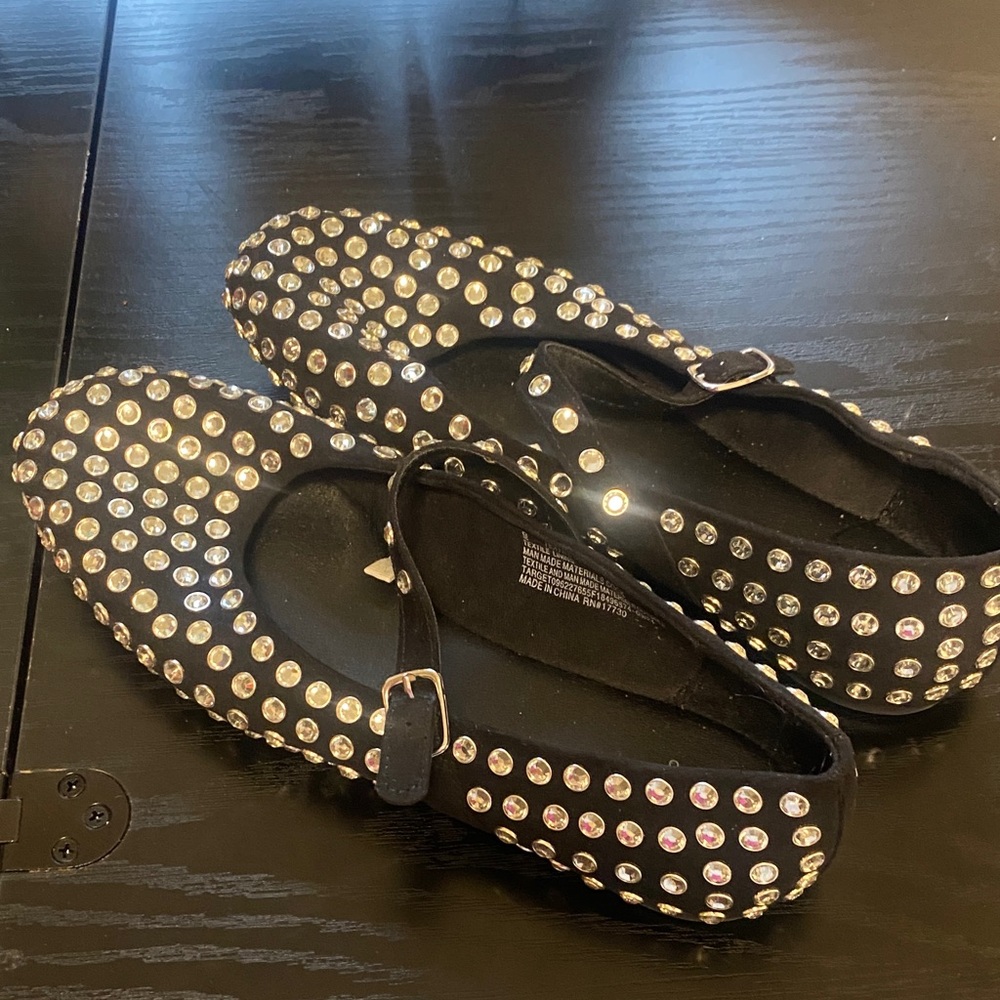 a new day Black Flats with Silver Studs